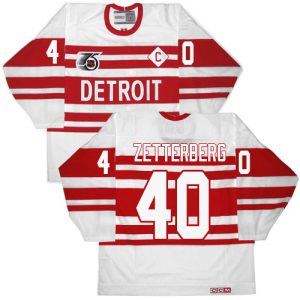 NHL Detroit Red Wings Trikot #40 Henrik Zetterberg Authentic Throwback Weiß CCM 75TH